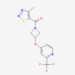 molecular formula C13H11F3N4O2S B2631963 (4-Methylthiadiazol-5-yl)-[3-[2-(trifluoromethyl)pyridin-4-yl]oxyazetidin-1-yl]methanone CAS No. 2380141-29-5