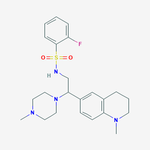 2-fluoro-N-(2-(1-methyl-1,2,3,4-tetrahydroquinolin-6-yl)-2-(4-methylpiperazin-1-yl)ethyl)benzenesulfonamide