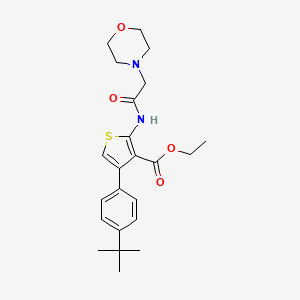 molecular formula C23H30N2O4S B2631977 4-(4-(叔丁基)苯基)-2-(2-吗啉乙酰胺)噻吩-3-羧酸乙酯 CAS No. 345615-90-9