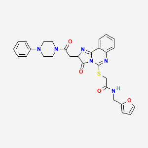 molecular formula C29H28N6O4S B2631984 N-[(furan-2-yl)methyl]-2-({3-oxo-2-[2-oxo-2-(4-phenylpiperazin-1-yl)ethyl]-2H,3H-imidazo[1,2-c]quinazolin-5-yl}sulfanyl)acetamide CAS No. 1173733-93-1