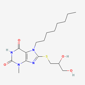 molecular formula C17H28N4O4S B2631988 8-((2,3-二羟基丙基)硫)-3-甲基-7-辛基-1H-嘌呤-2,6(3H,7H)-二酮 CAS No. 371127-58-1