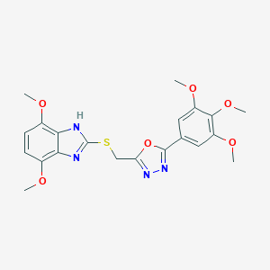 molecular formula C21H22N4O6S B263199 4,7-dimethoxy-2-({[5-(3,4,5-trimethoxyphenyl)-1,3,4-oxadiazol-2-yl]methyl}sulfanyl)-1H-benzimidazole 