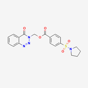 molecular formula C19H18N4O5S B2631991 (4-Oxo-1,2,3-benzotriazin-3-yl)methyl 4-pyrrolidin-1-ylsulfonylbenzoate CAS No. 452961-26-1