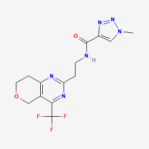 molecular formula C14H15F3N6O2 B2631992 1-methyl-N-(2-(4-(trifluoromethyl)-7,8-dihydro-5H-pyrano[4,3-d]pyrimidin-2-yl)ethyl)-1H-1,2,3-triazole-4-carboxamide CAS No. 2034336-70-2