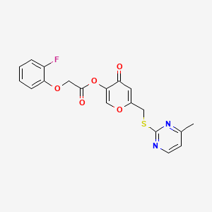 molecular formula C19H15FN2O5S B2631998 [6-[(4-甲基嘧啶-2-基)硫代甲基]-4-氧代吡喃-3-基] 2-(2-氟苯氧基)乙酸酯 CAS No. 877637-24-6