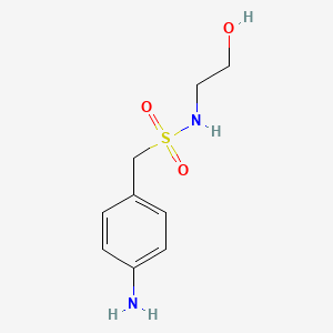 molecular formula C9H14N2O3S B2632018 1-(4-aminophenyl)-N-(2-hydroxyethyl)methanesulfonamide CAS No. 388628-38-4