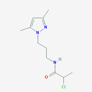 molecular formula C11H18ClN3O B2632024 2-chloro-N-[3-(3,5-dimethylpyrazol-1-yl)propyl]propanamide CAS No. 1154233-50-7