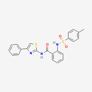 molecular formula C23H19N3O3S2 B2632026 2-[(4-甲苯磺酰胺基)-N-(4-苯基-1,3-噻唑-2-基)苯甲酰胺 CAS No. 442535-81-1