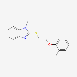 molecular formula C17H18N2OS B2632037 2-Methyl-1-[2-(1-methylbenzimidazol-2-ylthio)ethoxy]benzene CAS No. 920118-90-7
