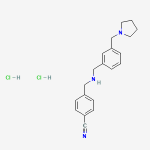 molecular formula C20H25Cl2N3 B2632039 4-[({[3-(吡咯烷-1-基甲基)苯基]甲基}氨基)甲基]苯甲腈二盐酸盐 CAS No. 1384715-28-9