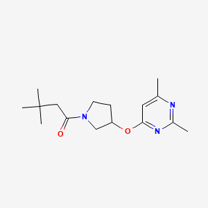 molecular formula C16H25N3O2 B2632041 1-{3-[(2,6-Dimethylpyrimidin-4-yl)oxy]pyrrolidin-1-yl}-3,3-dimethylbutan-1-one CAS No. 2097894-24-9