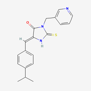 molecular formula C19H19N3OS B2632044 5-[(4-isopropylphenyl)methylene]-3-(3-pyridinylmethyl)-2-thioxotetrahydro-4H-imidazol-4-one CAS No. 320422-92-2