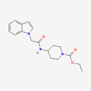 molecular formula C18H23N3O3 B2632047 4-[(1H-吲哚-1-乙酰)氨基]哌啶-1-羧酸乙酯 CAS No. 733800-76-5