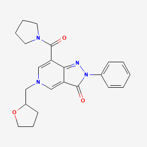 molecular formula C22H24N4O3 B2632049 2-phenyl-7-(pyrrolidine-1-carbonyl)-5-((tetrahydrofuran-2-yl)methyl)-2H-pyrazolo[4,3-c]pyridin-3(5H)-one CAS No. 921850-52-4