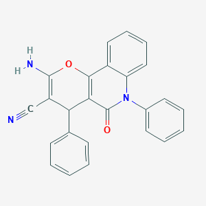molecular formula C25H17N3O2 B263205 2-amino-5-oxo-4,6-diphenyl-5,6-dihydro-4H-pyrano[3,2-c]quinoline-3-carbonitrile 