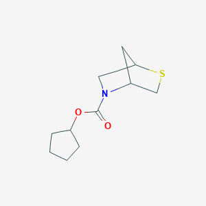 molecular formula C11H17NO2S B2632063 Cyclopentyl 2-thia-5-azabicyclo[2.2.1]heptane-5-carboxylate CAS No. 2026427-28-9