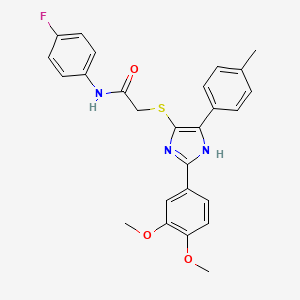 2-((2-(3,4-dimethoxyphenyl)-5-(p-tolyl)-1H-imidazol-4-yl)thio)-N-(4-fluorophenyl)acetamide