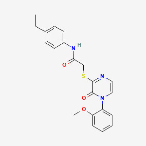 molecular formula C21H21N3O3S B2632069 N-(4-乙基苯基)-2-[4-(2-甲氧基苯基)-3-氧代吡嗪-2-基]硫代乙酰胺 CAS No. 900007-02-5