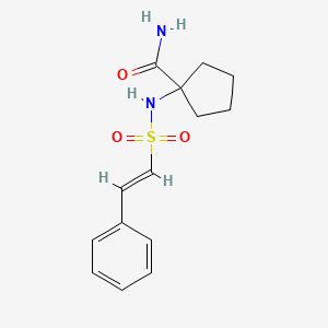 molecular formula C14H18N2O3S B2632075 1-[[(E)-2-phenylethenyl]sulfonylamino]cyclopentane-1-carboxamide CAS No. 1390969-22-8