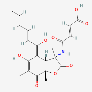 molecular formula C21H23NO8 B2632081 NCGC00380250-01_C21H23NO8_(2E)-4-({(3S,3aR,4E,7aS)-7-Hydroxy-4-[(2E,4E)-1-hydroxy-2,4-hexadien-1-ylidene]-3,6,7a-trimethyl-2,5-dioxo-2,3,3a,4,5,7a-hexahydro-1-benzofuran-3-yl}amino)-4-oxo-2-butenoic acid CAS No. 664987-12-6