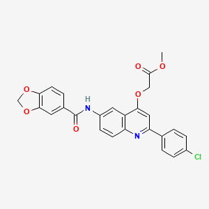Methyl 2-((6-(benzo[d][1,3]dioxole-5-carboxamido)-2-(4-chlorophenyl)quinolin-4-yl)oxy)acetate