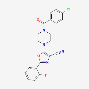 molecular formula C21H16ClFN4O2 B2632087 5-(4-(4-氯苯甲酰基)哌嗪-1-基)-2-(2-氟苯基)恶唑-4-腈 CAS No. 903586-35-6