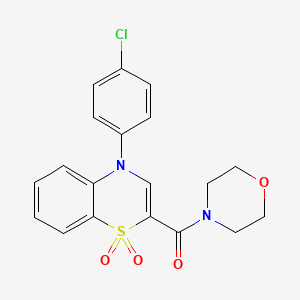 molecular formula C19H17ClN2O4S B2632093 (4-(4-chlorophenyl)-1,1-dioxido-4H-benzo[b][1,4]thiazin-2-yl)(morpholino)methanone CAS No. 1251697-63-8