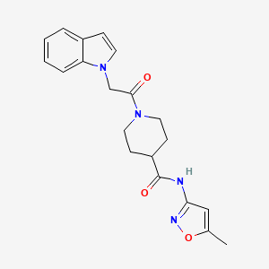 molecular formula C20H22N4O3 B2632099 1-(2-(1H-吲哚-1-基)乙酰)-N-(5-甲基异噁唑-3-基)哌啶-4-甲酰胺 CAS No. 1226432-81-0