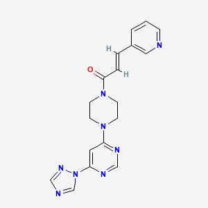 molecular formula C18H18N8O B2632106 (E)-1-(4-(6-(1H-1,2,4-triazol-1-yl)pyrimidin-4-yl)piperazin-1-yl)-3-(pyridin-3-yl)prop-2-en-1-one CAS No. 1799241-56-7
