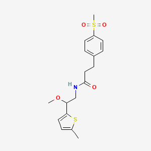 N-(2-methoxy-2-(5-methylthiophen-2-yl)ethyl)-3-(4-(methylsulfonyl)phenyl)propanamide