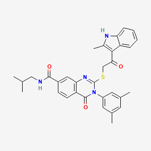 molecular formula C32H32N4O3S B2632112 3-(3,5-dimethylphenyl)-N-isobutyl-2-((2-(2-methyl-1H-indol-3-yl)-2-oxoethyl)thio)-4-oxo-3,4-dihydroquinazoline-7-carboxamide CAS No. 1113140-88-7