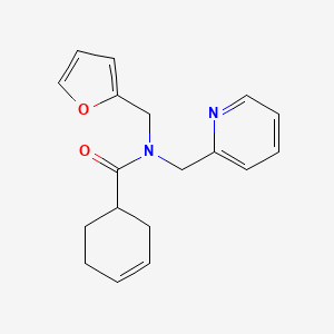 N-(furan-2-ylmethyl)-N-(pyridin-2-ylmethyl)cyclohex-3-enecarboxamide