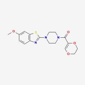 molecular formula C17H19N3O4S B2632115 (5,6-Dihydro-1,4-dioxin-2-yl)(4-(6-methoxybenzo[d]thiazol-2-yl)piperazin-1-yl)methanone CAS No. 897469-11-3