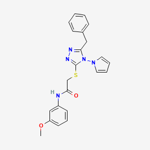 molecular formula C22H21N5O2S B2632121 2-{[5-benzyl-4-(1H-pyrrol-1-yl)-4H-1,2,4-triazol-3-yl]sulfanyl}-N-(3-methoxyphenyl)acetamide CAS No. 896302-21-9