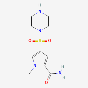 molecular formula C10H16N4O3S B2632140 1-methyl-4-(piperazine-1-sulfonyl)-1H-pyrrole-2-carboxamide CAS No. 879362-77-3