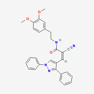 molecular formula C29H26N4O3 B2632146 2-cyano-N-[2-(3,4-dimethoxyphenyl)ethyl]-3-(1,3-diphenyl-1H-pyrazol-4-yl)acrylamide CAS No. 525576-02-7