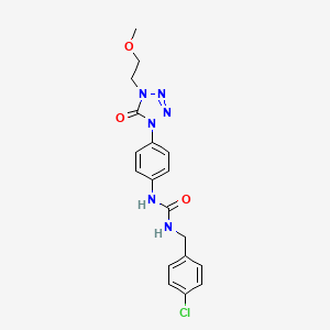 molecular formula C18H19ClN6O3 B2632153 1-(4-chlorobenzyl)-3-(4-(4-(2-methoxyethyl)-5-oxo-4,5-dihydro-1H-tetrazol-1-yl)phenyl)urea CAS No. 1396881-31-4