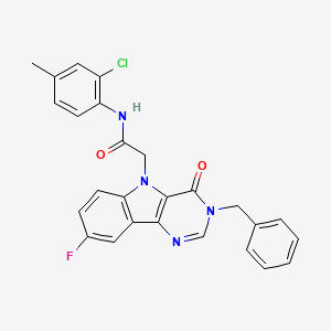 molecular formula C26H20ClFN4O2 B2632154 2-(3-benzyl-8-fluoro-4-oxo-3H-pyrimido[5,4-b]indol-5(4H)-yl)-N-(2-chloro-4-methylphenyl)acetamide CAS No. 1190014-76-6