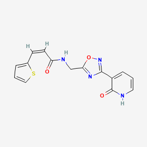 molecular formula C15H12N4O3S B2632157 (Z)-N-((3-(2-氧代-1,2-二氢吡啶-3-基)-1,2,4-恶二唑-5-基)甲基)-3-(噻吩-2-基)丙烯酰胺 CAS No. 2035019-34-0