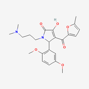 molecular formula C23H28N2O6 B2632162 5-(2,5-dimethoxyphenyl)-1-(3-(dimethylamino)propyl)-3-hydroxy-4-(5-methylfuran-2-carbonyl)-1H-pyrrol-2(5H)-one CAS No. 636990-35-7
