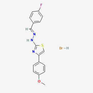 molecular formula C17H15BrFN3OS B2632169 (Z)-2-((E)-(4-fluorobenzylidene)hydrazono)-4-(4-methoxyphenyl)-2,3-dihydrothiazole hydrobromide CAS No. 1217228-15-3