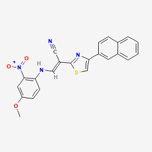 molecular formula C23H16N4O3S B2632178 (E)-3-((4-methoxy-2-nitrophenyl)amino)-2-(4-(naphthalen-2-yl)thiazol-2-yl)acrylonitrile CAS No. 683257-24-1