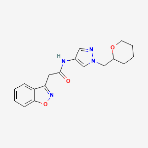 molecular formula C18H20N4O3 B2632180 2-(苯并[d]异恶唑-3-基)-N-(1-((四氢-2H-吡喃-2-基)甲基)-1H-吡唑-4-基)乙酰胺 CAS No. 2034528-62-4