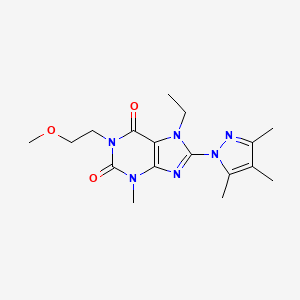 molecular formula C17H24N6O3 B2632181 7-ethyl-1-(2-methoxyethyl)-3-methyl-8-(3,4,5-trimethyl-1H-pyrazol-1-yl)-2,3,6,7-tetrahydro-1H-purine-2,6-dione CAS No. 1014010-03-7