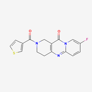 molecular formula C16H12FN3O2S B2632184 8-fluoro-2-(thiophene-3-carbonyl)-3,4-dihydro-1H-dipyrido[1,2-a:4',3'-d]pyrimidin-11(2H)-one CAS No. 2034508-12-6