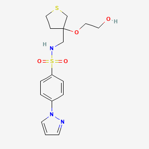 N-((3-(2-hydroxyethoxy)tetrahydrothiophen-3-yl)methyl)-4-(1H-pyrazol-1-yl)benzenesulfonamide