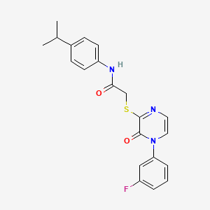 2-((4-(3-fluorophenyl)-3-oxo-3,4-dihydropyrazin-2-yl)thio)-N-(4-isopropylphenyl)acetamide