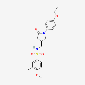 molecular formula C21H26N2O5S B2632209 N-((1-(4-ethoxyphenyl)-5-oxopyrrolidin-3-yl)methyl)-4-methoxy-3-methylbenzenesulfonamide CAS No. 955255-22-8