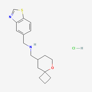 molecular formula C17H23ClN2OS B2632227 N-(1,3-Benzothiazol-5-ylmethyl)-1-(5-oxaspiro[3.5]nonan-8-yl)methanamine;hydrochloride CAS No. 2418694-31-0