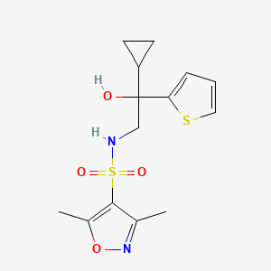 molecular formula C14H18N2O4S2 B2632242 N-(2-cyclopropyl-2-hydroxy-2-(thiophen-2-yl)ethyl)-3,5-dimethylisoxazole-4-sulfonamide CAS No. 1396798-83-6